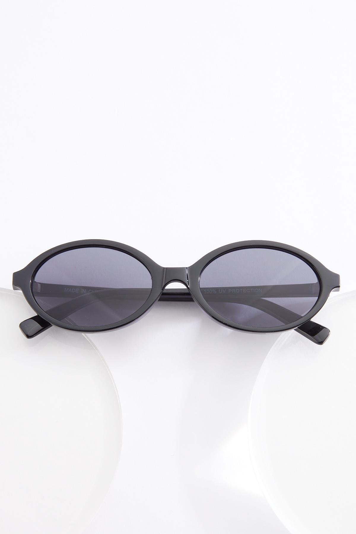 Black Slim Rounded Sunglasses - Black | Cato Fashions