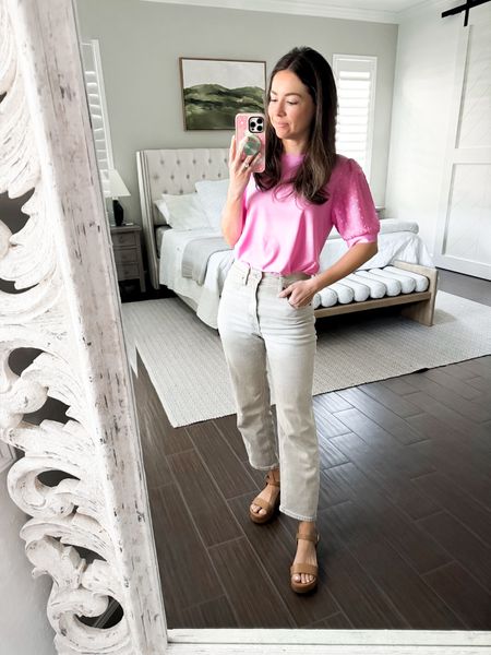 Outfit of the day - pink top xs - ankle jeans 25 short - Amazon sandals 

#LTKstyletip #LTKfindsunder50