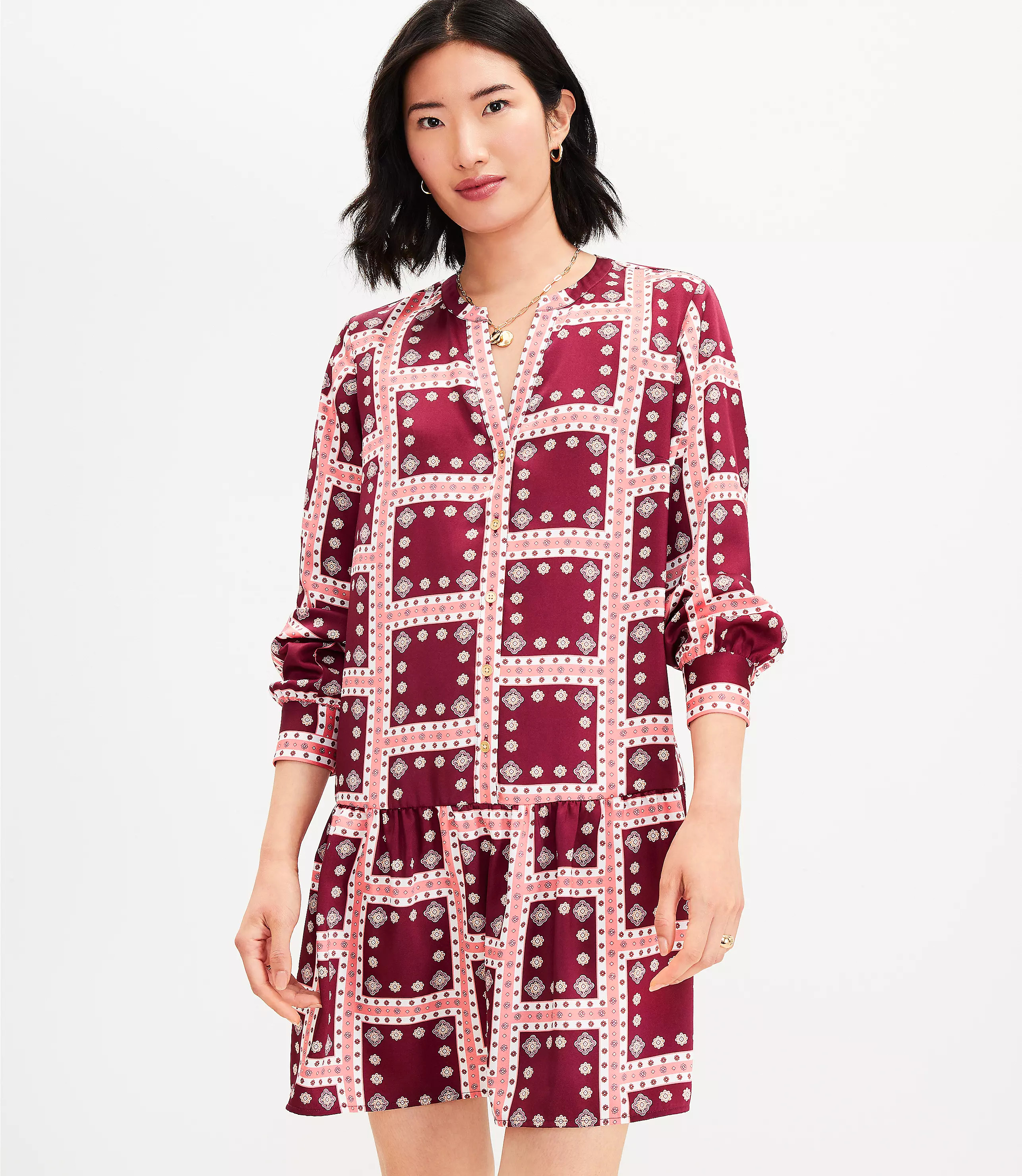 Border Flounce Shirtdress | LOFT
