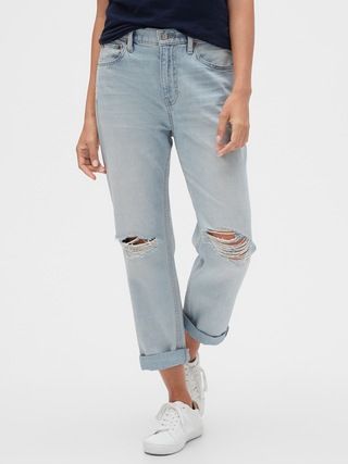 Mid Rise Distressed Boyfriend Jeans | Gap Factory