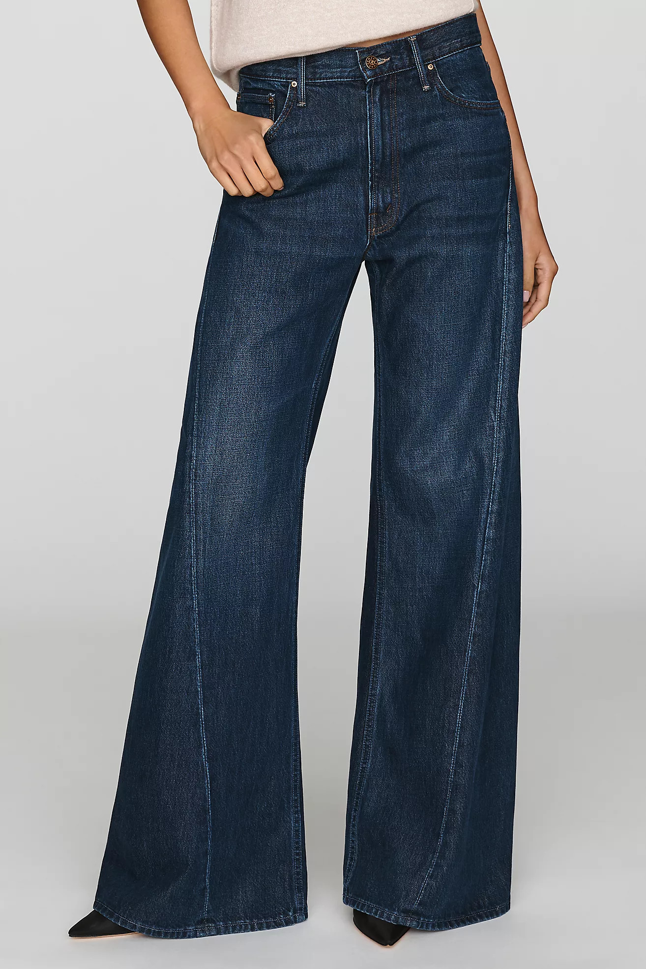 MOTHER The Lemon Twist Sneak High-Rise Wide-Leg Jeans | Anthropologie (US)