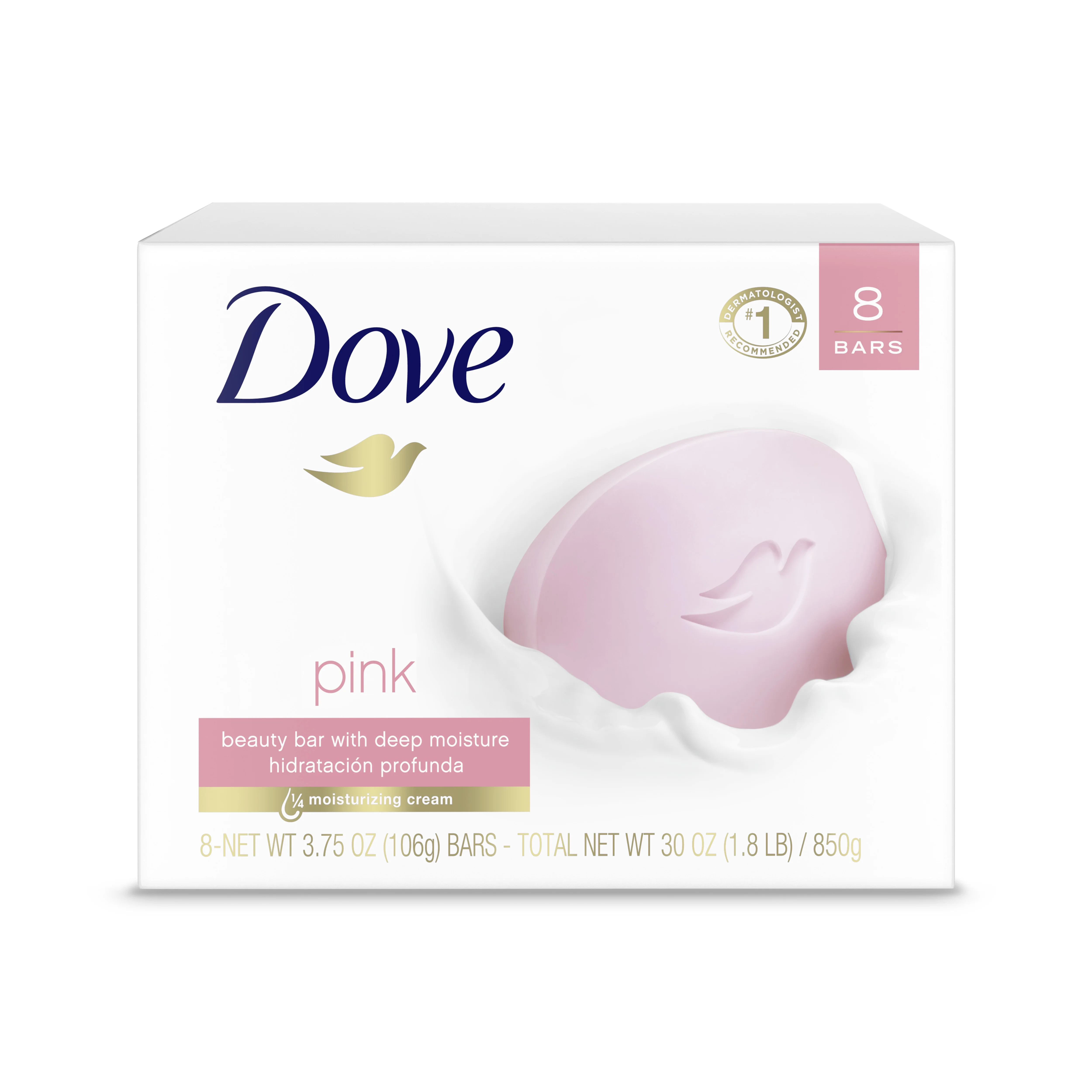 Dove Pink Gentle Deep Moisturizing Beauty Bar Soap, Rosa, 3.75 oz (8 Bars) | Walmart (US)