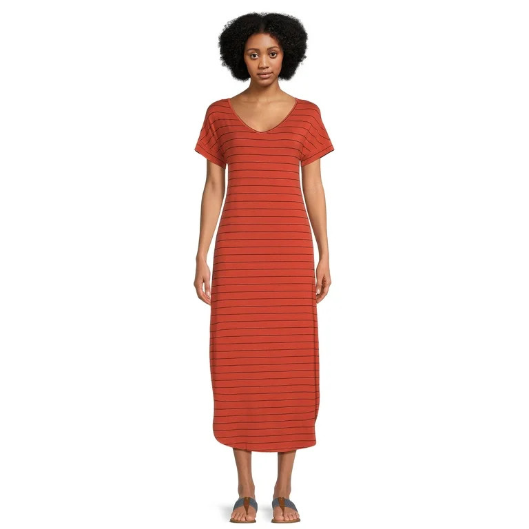 Time and Tru Women's Knit Maxi Dress with Short Sleeves, Sizes XS-XXXL - Walmart.com | Walmart (US)