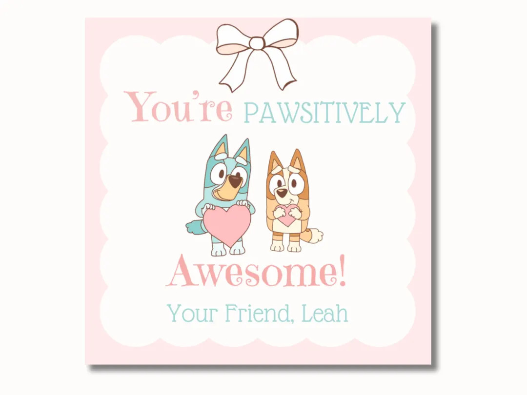 Printable Valentines Day Cards for Kids, Valentine Tags, Bluey Valentine, Valentine Treat Tags, B... | Etsy (US)