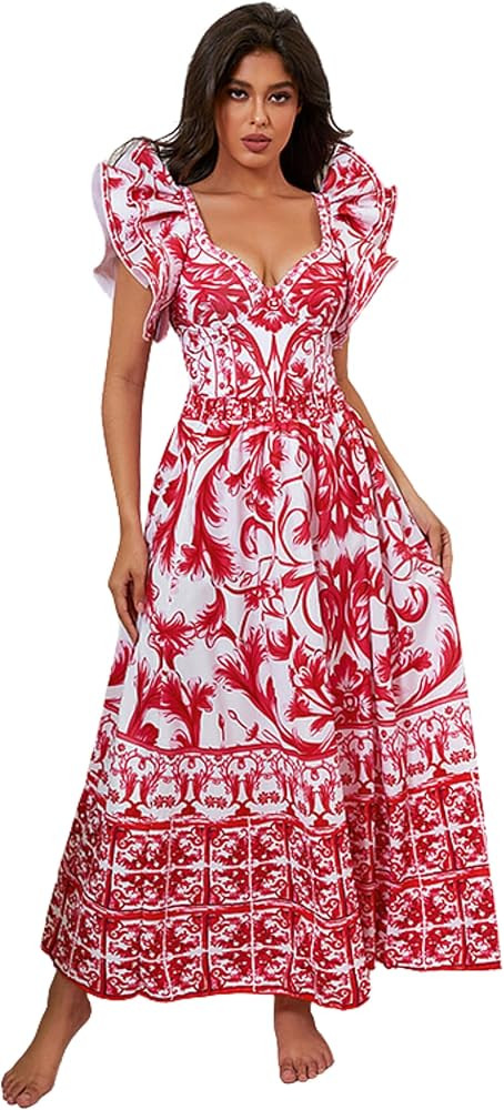 FLAXMAKER Baroco Style Printed One Piece Swimsuit and Skirt | Amazon (US)