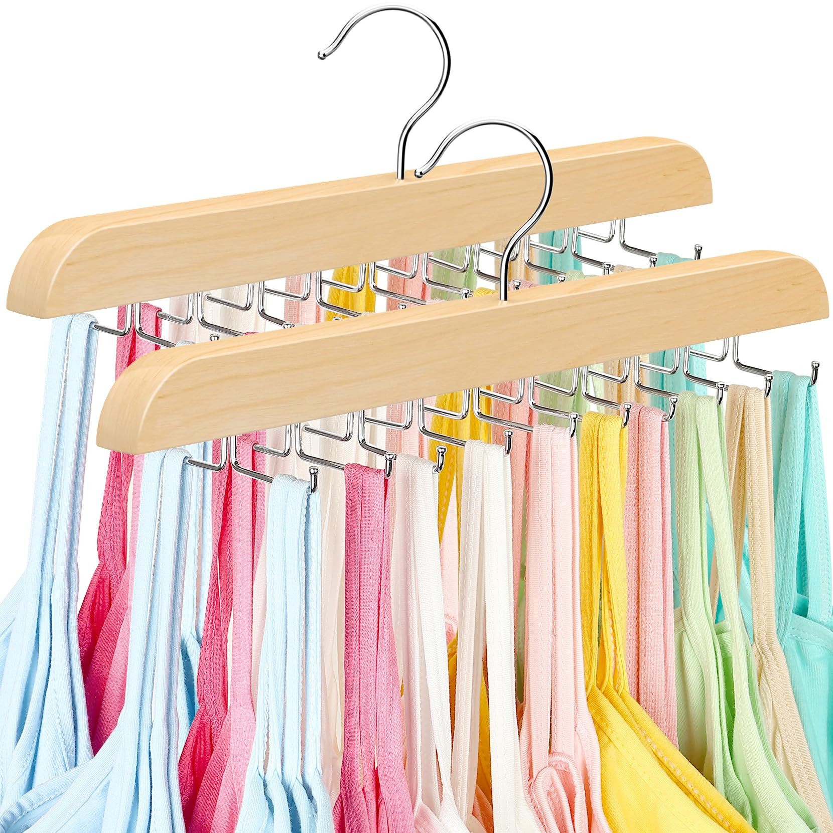 Tank Top Hanger with Premium Wood, 24 Large Capacity, Space Saving,360 Degree Rotating, Foldable ... | Amazon (US)