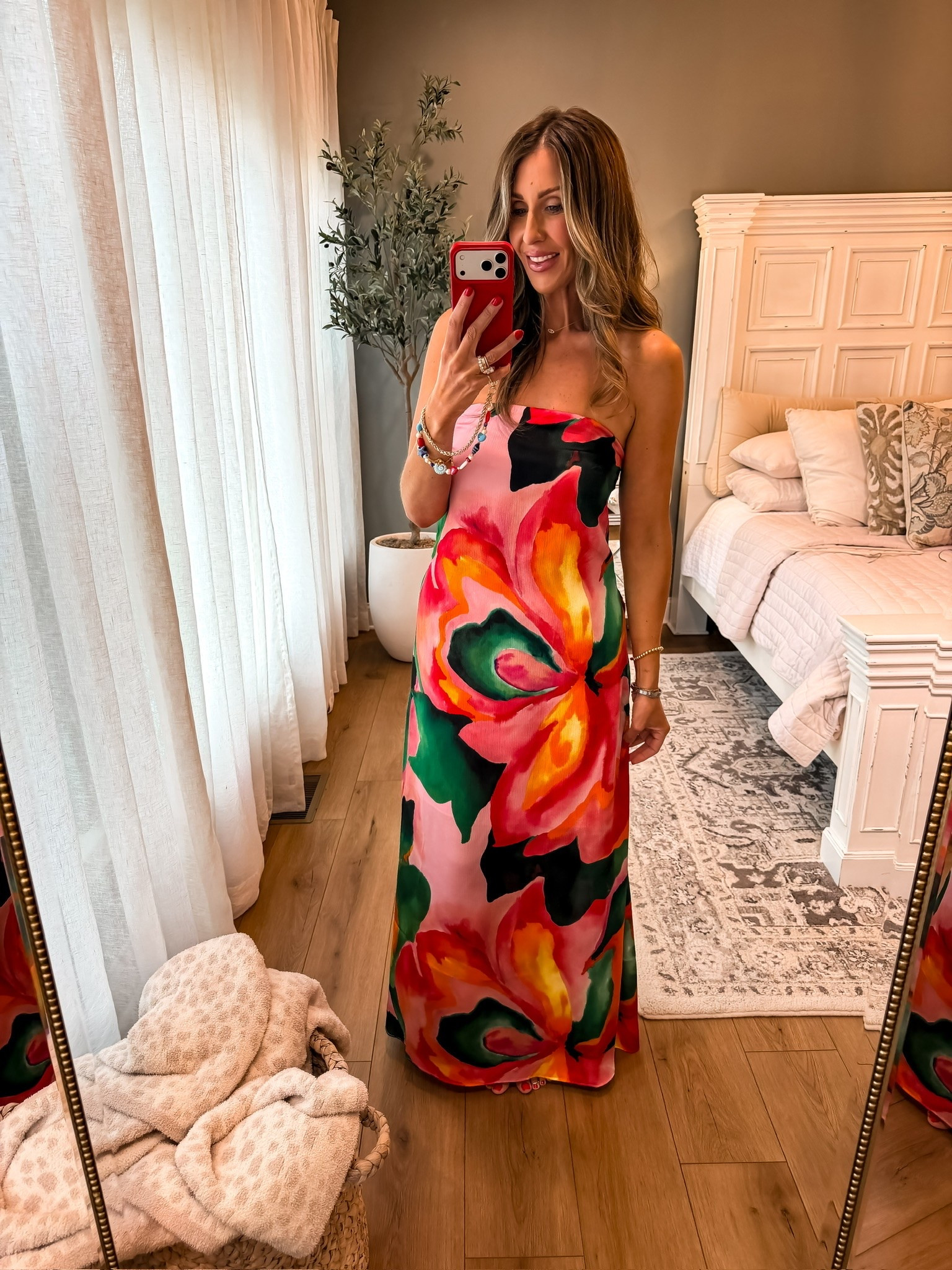 This bold, strapless maxi dress is perfect for making a statement on summer days! The vibrant print and flowy silhouette make it ideal for brunch, weekend outings, or a casual evening event. Pair with minimal sandals and statement jewelry for an effortlessly chic, standout look.

strapless maxi dress, colorful summer dress, bold print outfit, flowy summer dress, brunch outfit ideas, weekend casual style, statement jewelry, effortless summer style, themominstyle

#LTKSeasonal #LTKTravel #LTKOver40