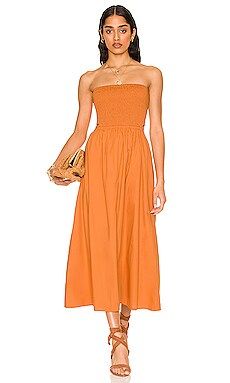 FAITHFULL THE BRAND Deva Midi Dress in Plain Orange from Revolve.com | Revolve Clothing (Global)