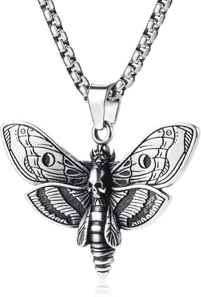Stainless Steel Gothic Skull Pendant Necklace Punk Biker Hip-hop Jewelry for Men Women 60cm | Amazon (US)