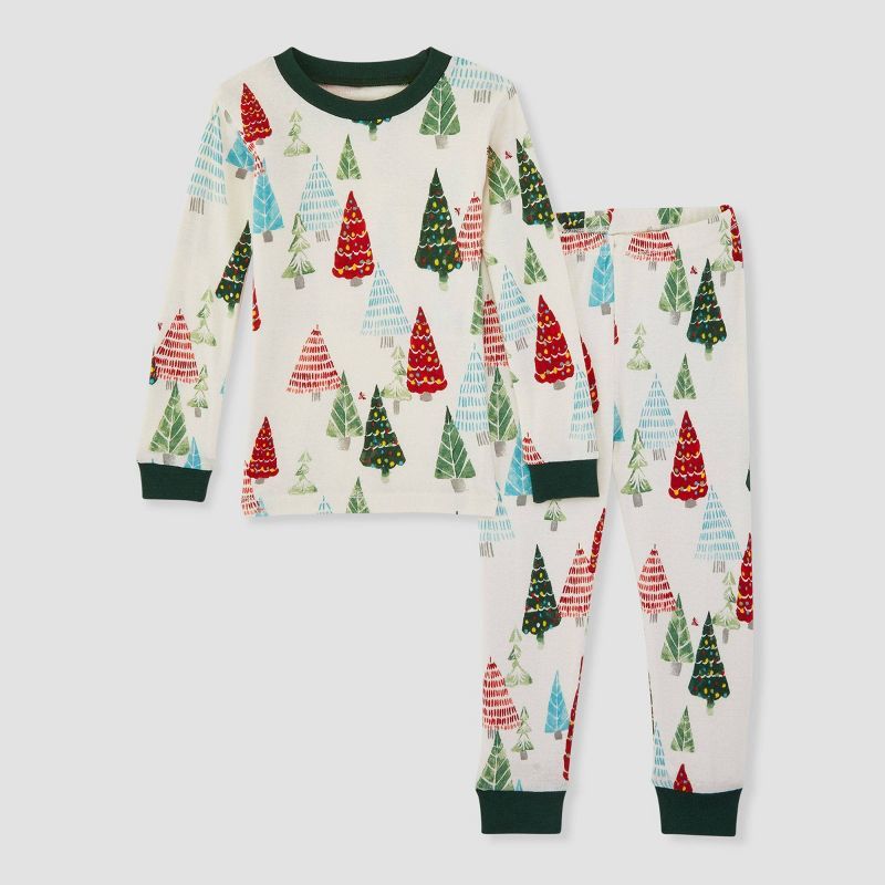 Burt's Bees Baby® Toddler 2pc Whimsical Woods Organic Cotton Pajama Set - Dark Green | Target