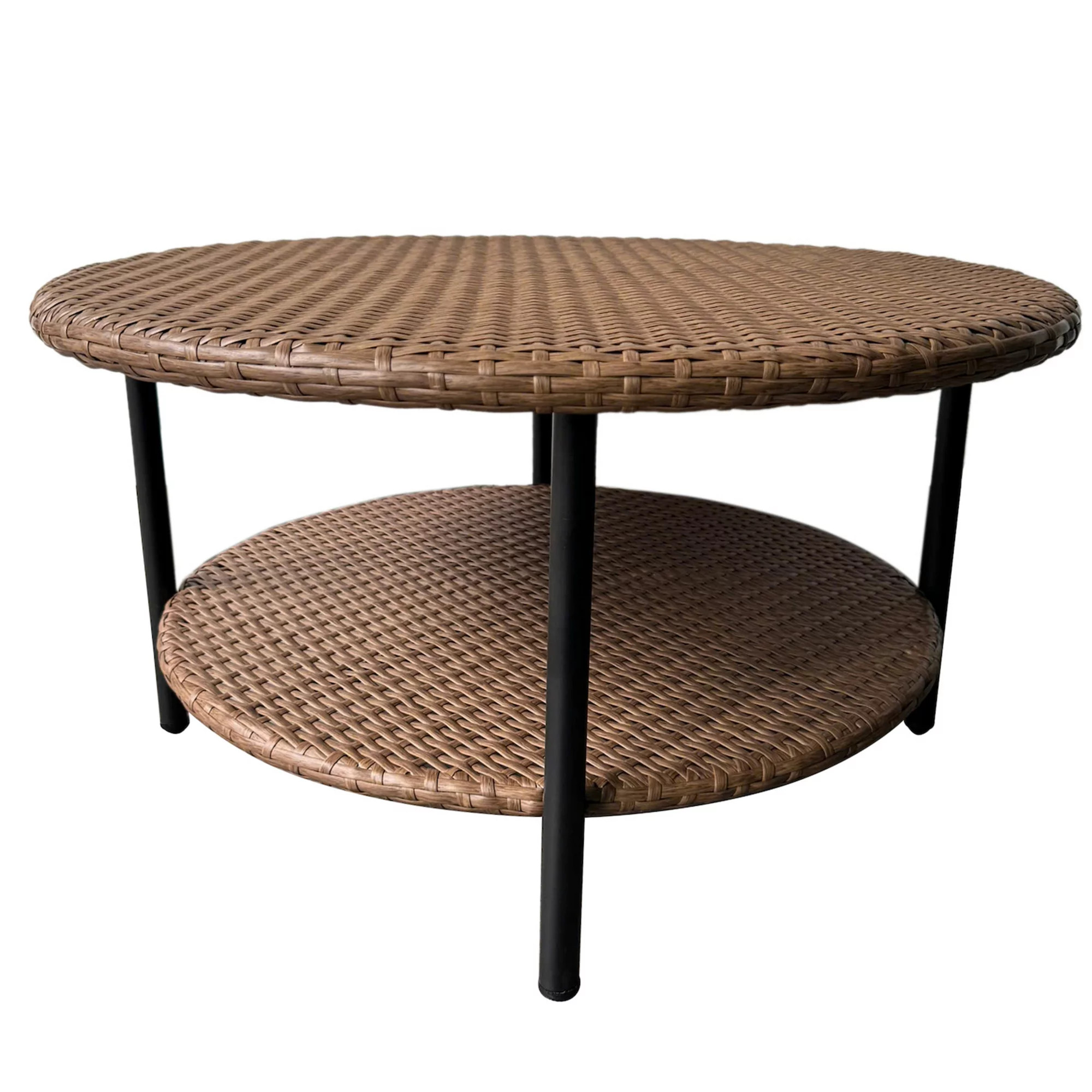 Sonoma Goods For Life® Round Wicker Outdoor Coffee Table with Lower Shelf | Kohl's