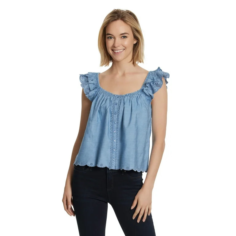 Jessica Simpson Women's and Women's Plus Violetta Flutter Sleeve Top | Walmart (US)