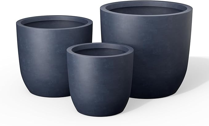 Kante Large Round Concrete Planter Set of 3, 20",16.5",13.4" Dia Classic-Style Plant Pot with Dra... | Amazon (US)