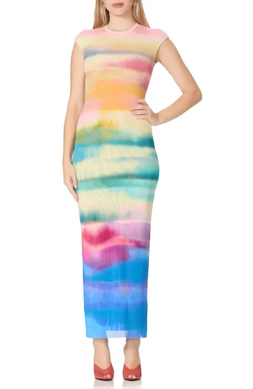 AFRM Mylo Print Mesh Maxi Dress in Summer Sunset at Nordstrom, Size Medium | Nordstrom