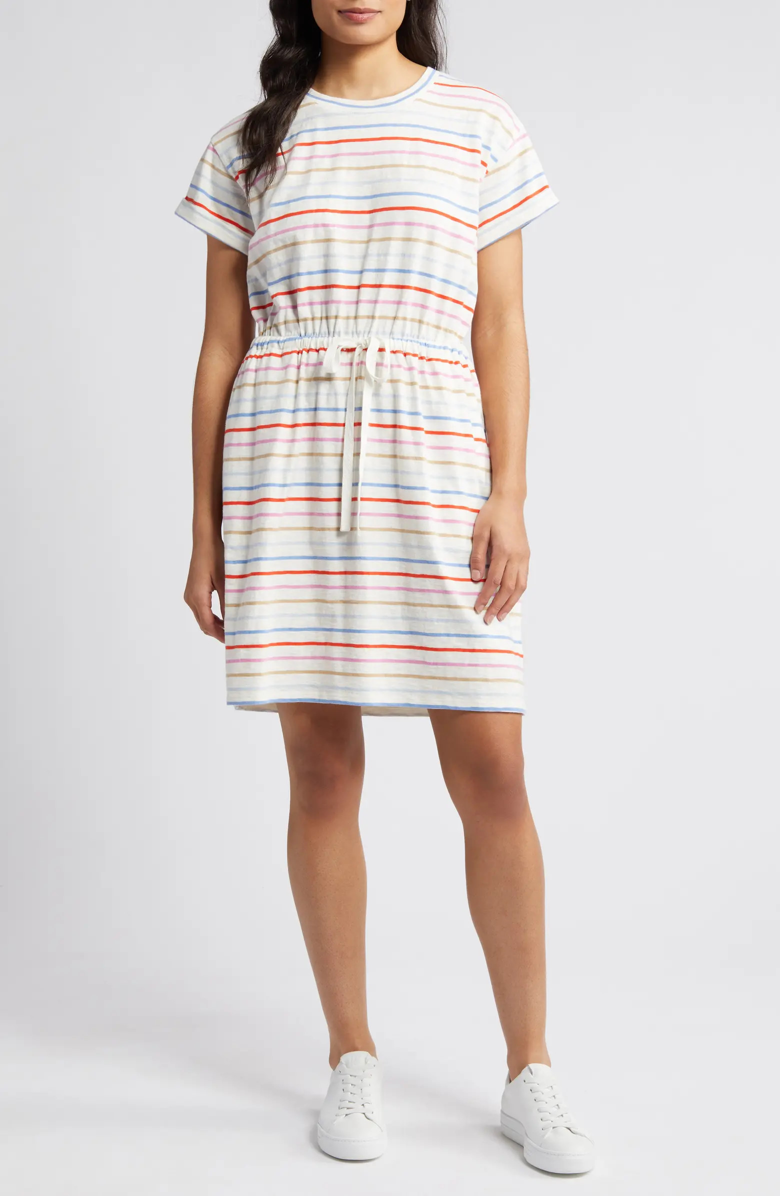 Drawstring Waist Organic Cotton T-Shirt Dress | Nordstrom