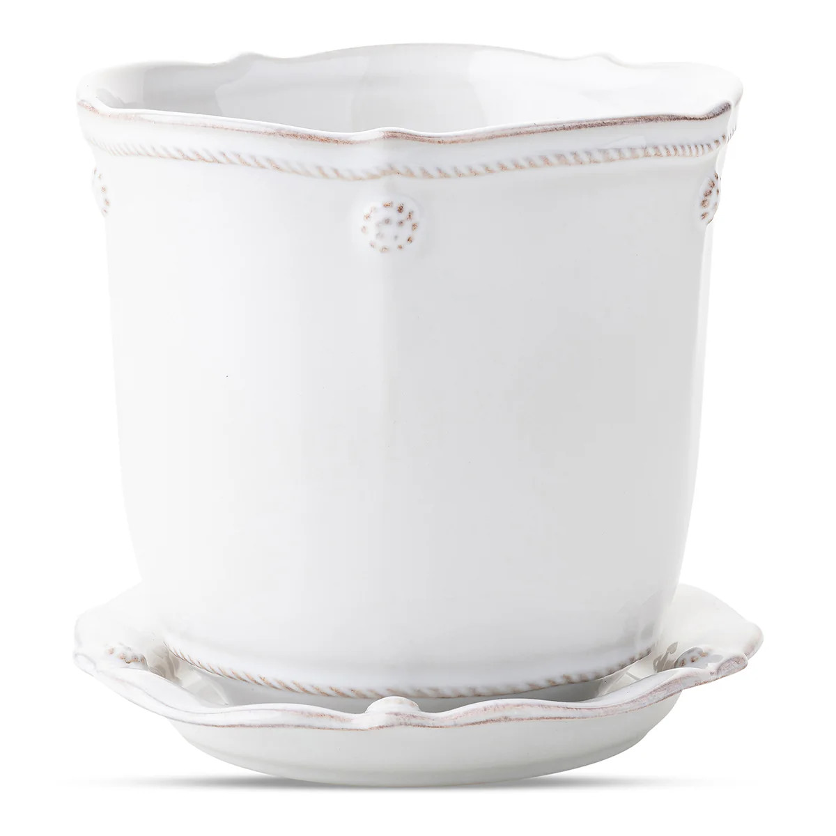 Berry & Thread Whitewash 5.25" Planter & Saucer | Over The Moon
