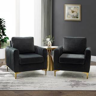 JAYDEN CREATION Ennomus Black Polyester Club Chair with Removable Cushions (Set of 2) CHHQ0468-BL... | The Home Depot
