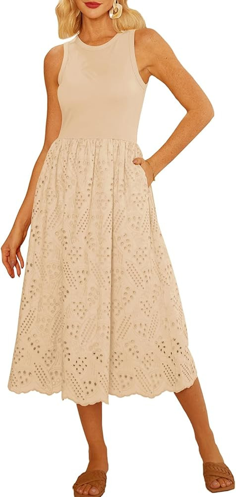 GRACE KARIN Women's Summer Sleeveless Tank Dress A Line Midi Dress Cotton Crewneck Casual Holiday... | Amazon (US)