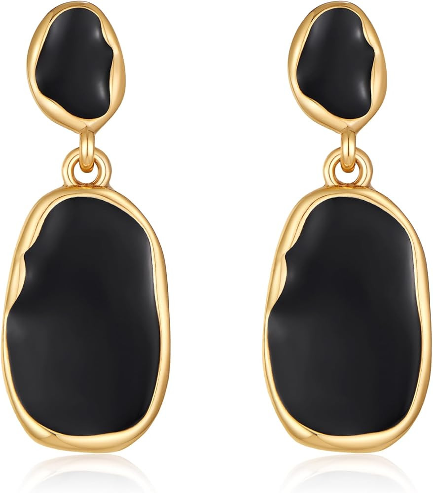 Black Dangle Earrings for Women Gold Irregular Earrings Black And Gold Jewelry Fashion Accessorie... | Amazon (US)