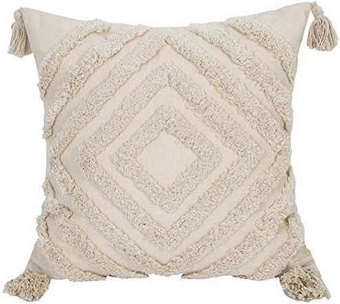 Faycole Morocco Tufted Throw Pillow Case with Tassels Boho Farmhouse Cushion Covers for Sofa Couc... | Amazon (US)