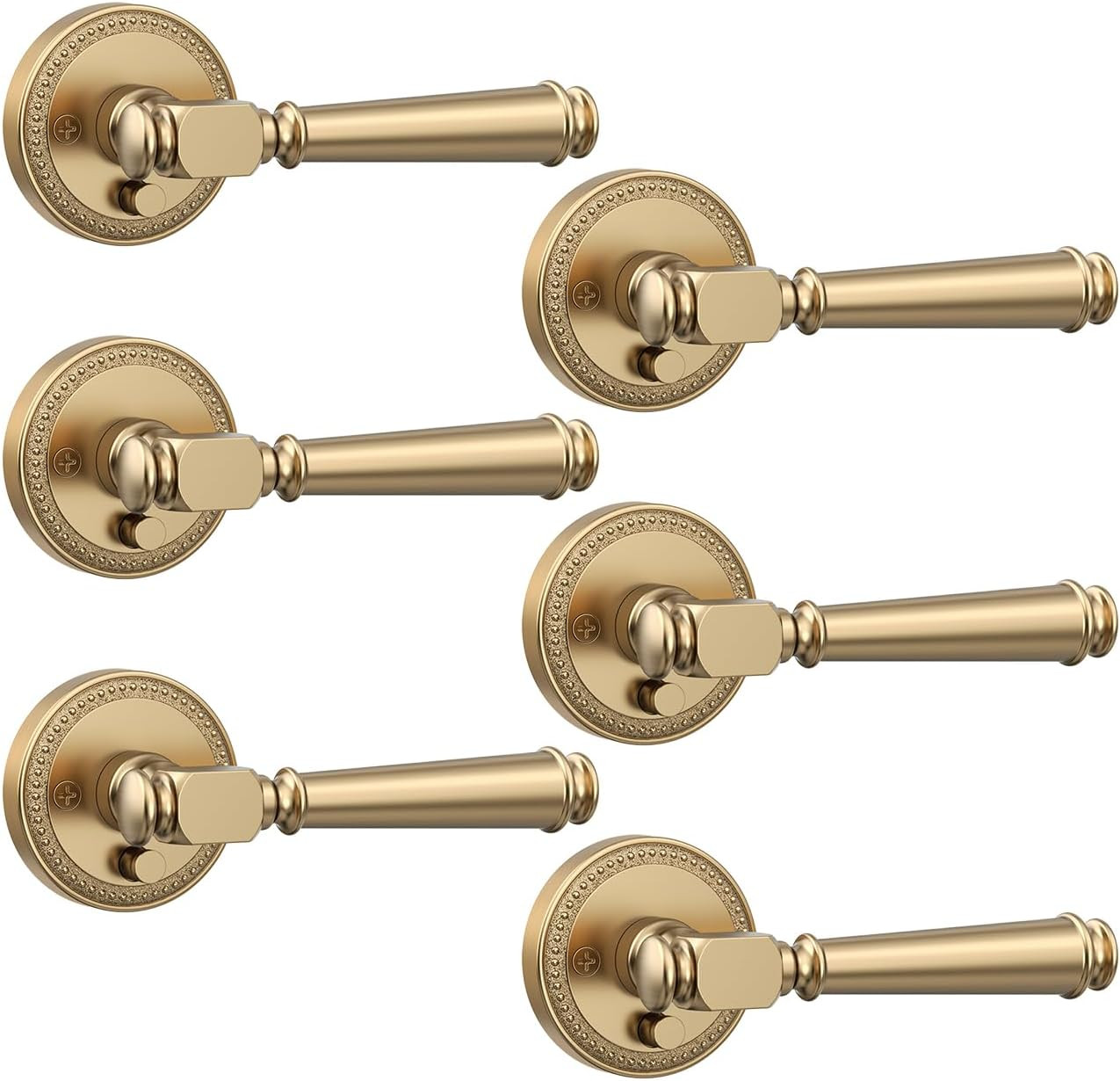 Amerdeco 6 Pack Champagne Bronze Privacy Interior Door Handles | Amazon (US)