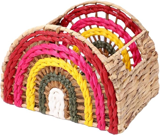 YRMT Wicker Storage Basket Water Hyacinth Woven Basket for Shelves Pantry Rainbow Decoration Semi... | Amazon (US)