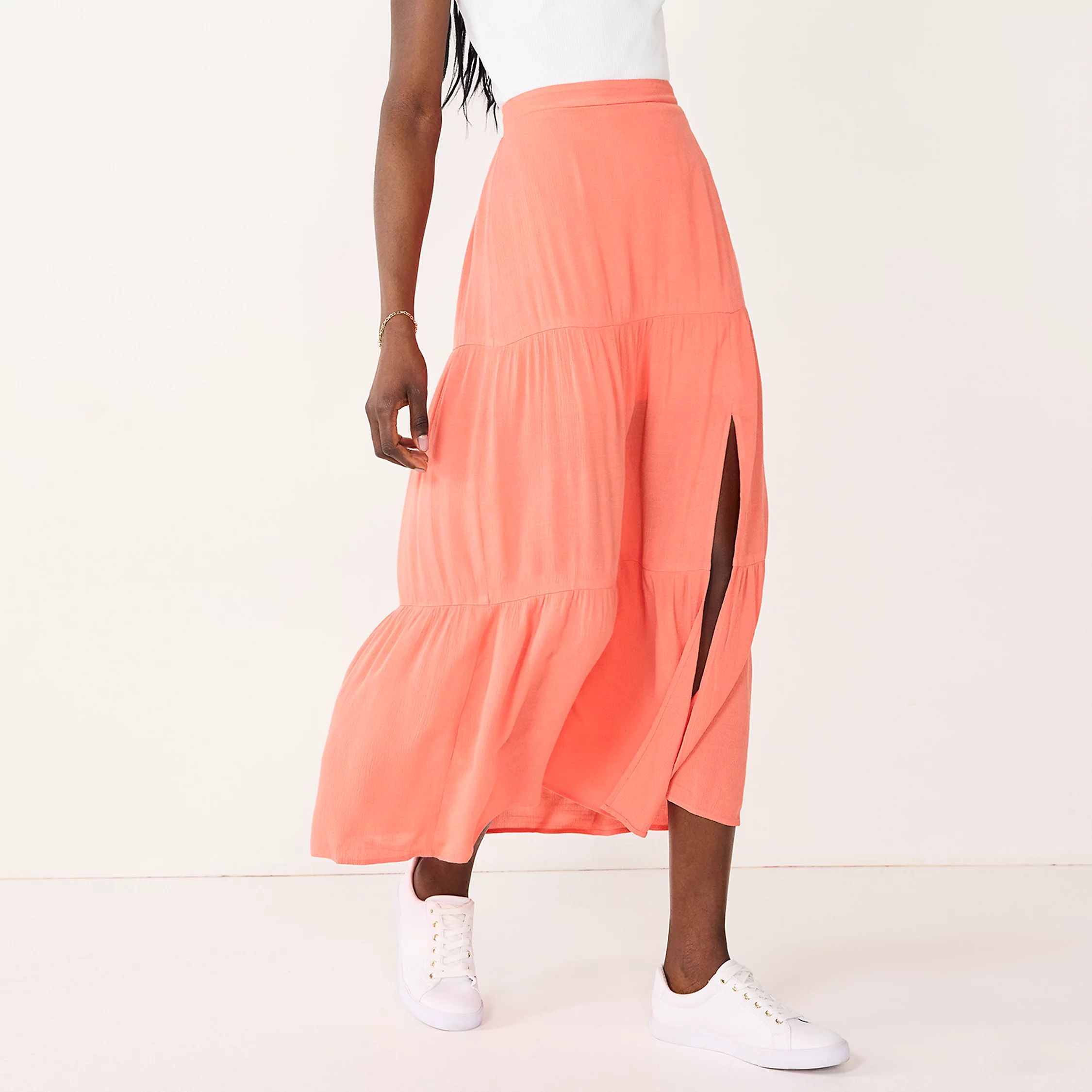 Women's Nine West Crosshatch Tiered Maxi Skirt | Kohl's