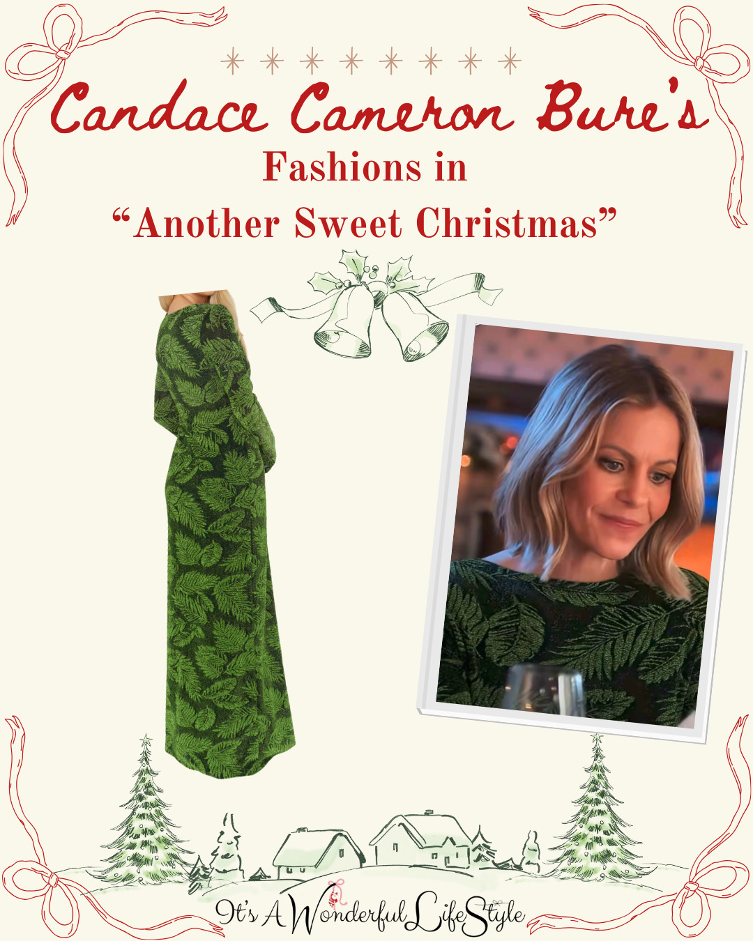 Get Candace Cameron Bure’s gorgeous green dress , which she wore backwards to make it more modest and her other festive fashions from “Another Sweet Christmas”—holiday style that’s merry, chic, and camera-ready for every magical moment! 

 #LTKGiftGuide #LTKHoliday #LTKSeasonal