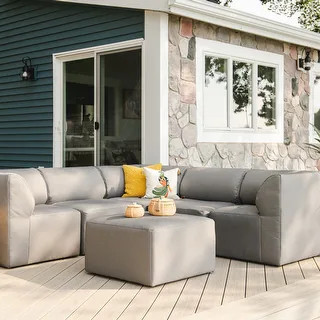 Big Joe Patio 6 Piece Outdoor Sectional - Castor Grey | Bed Bath & Beyond