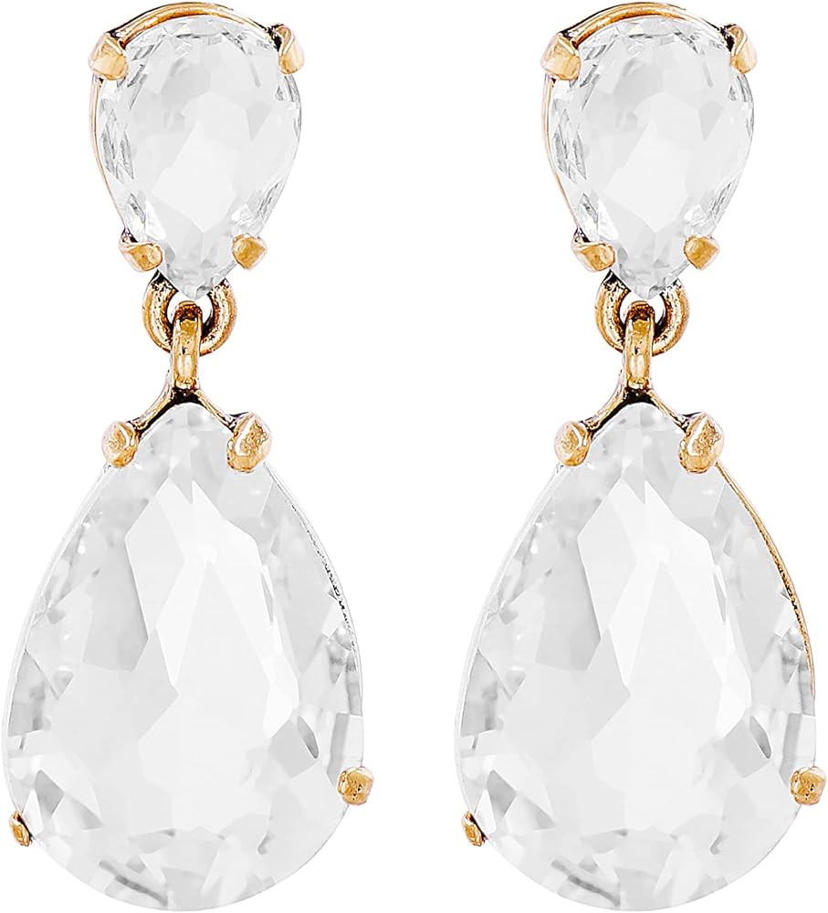 Fashion Statement Vintage Drop Dangle Earrings for Women Girls Green Crystal Earrings | Amazon (US)