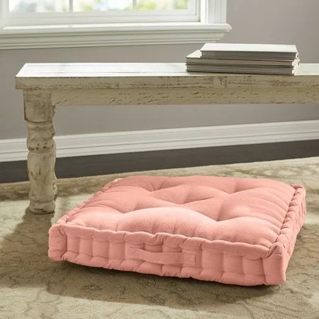 Better Homes & Gardens Corduroy Tufted Square Floor Cushion, Dusty Pink | Walmart (US)
