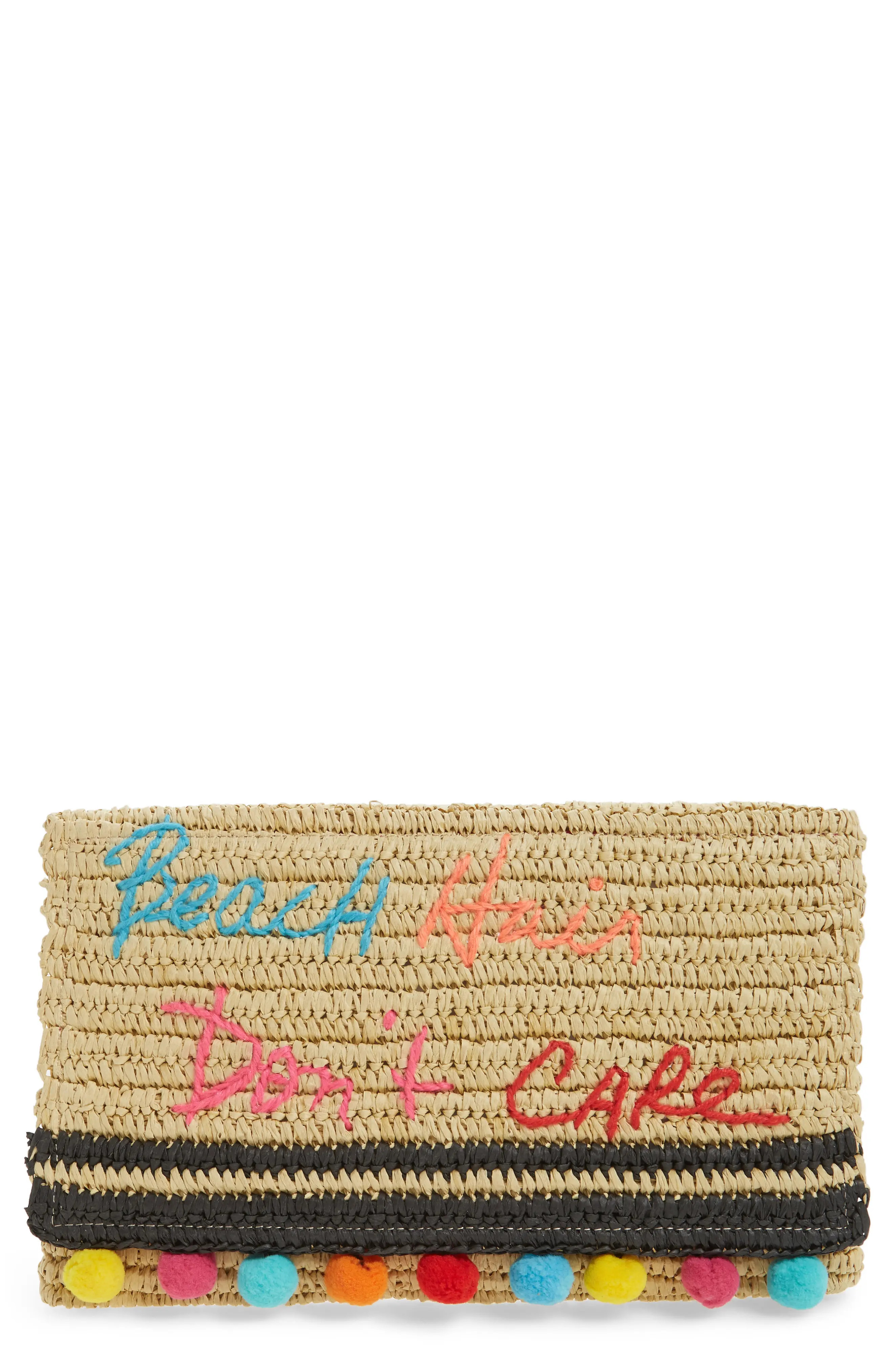 Beach Hair Pompom Straw Clutch | Nordstrom