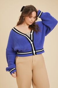 Plus Size Varsity-Striped Cardigan Sweater | Forever 21 (US)