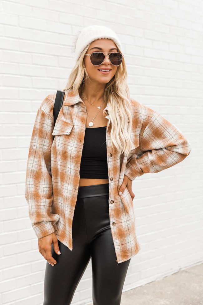 Good Timing Rust Plaid Shacket | The Pink Lily Boutique