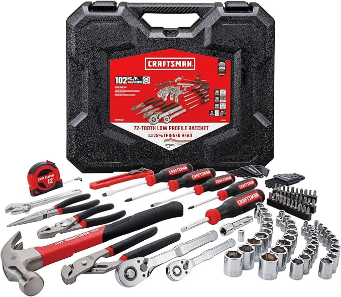 CRAFTSMAN 102-Piece Tool Kit for Home and Car, Durable Hand Tools Set with SAE and Metric Socket ... | Amazon (US)