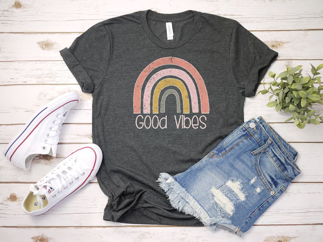 Good Vibes T Shirt | Boho Rainbow Shirt | Gift | Etsy (US)