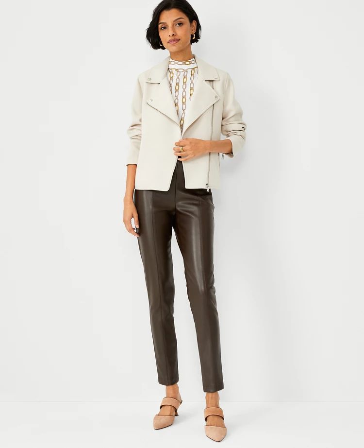 The Faux Leather Seamed Side Zip Legging | Ann Taylor (US)