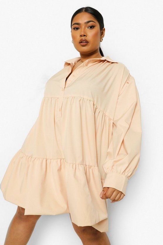 Plus Extreme Oversize Tiered Shirt Dress | Boohoo.com (US & CA)