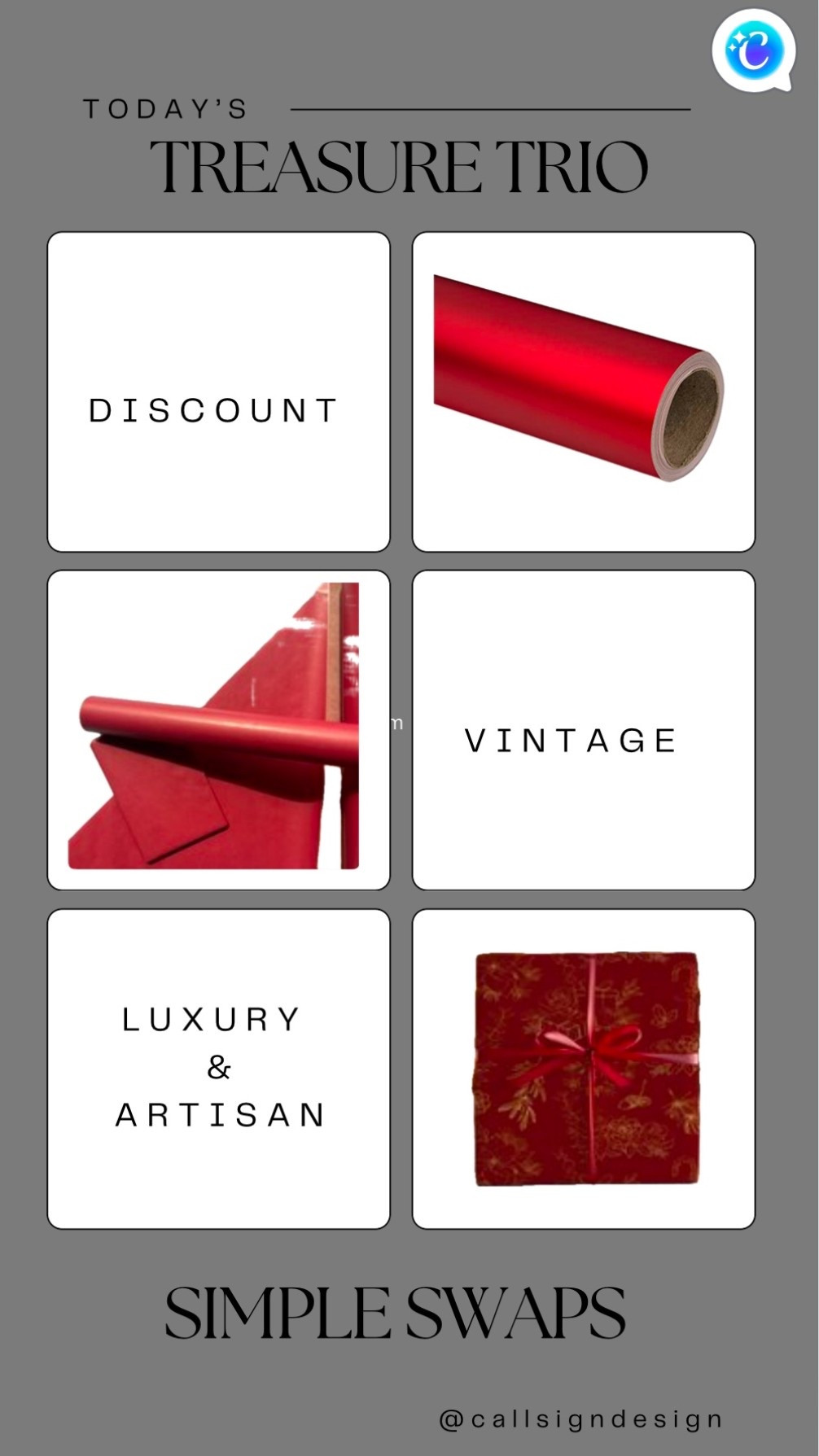 Ready to wrap gifts in style? Check out these gorgeous red wrapping papers for all your festive needs!

#Christmas #ChristmasDecor #WhiteChristmas #TraditionalChristmas #VintageChristmas 
#CallSignDesign #Vintage #Luxury #InteriorDesign #InteriorDecorating #Elegance #Chandelier #OldWorldCharm #DesignStyle #CastleCore #OldWorldCharm  #SimpleSwaps