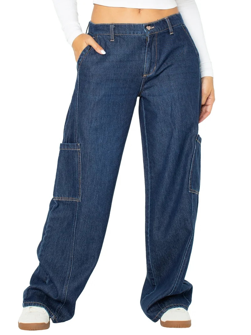 Celebrity Pink Women's and Women's Plus Cargo Wide Leg Jeans, Sizes XS-4X | Walmart (US)