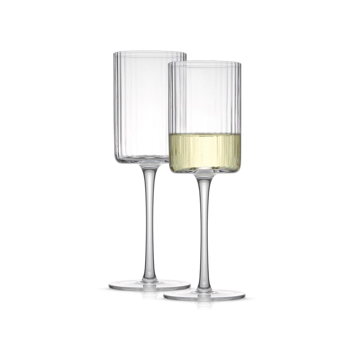 JoyJolt Elle Fluted Cylinder White Wine Glass - 11.5 oz Long Stem Wine Glasses - Set of 2 | Target