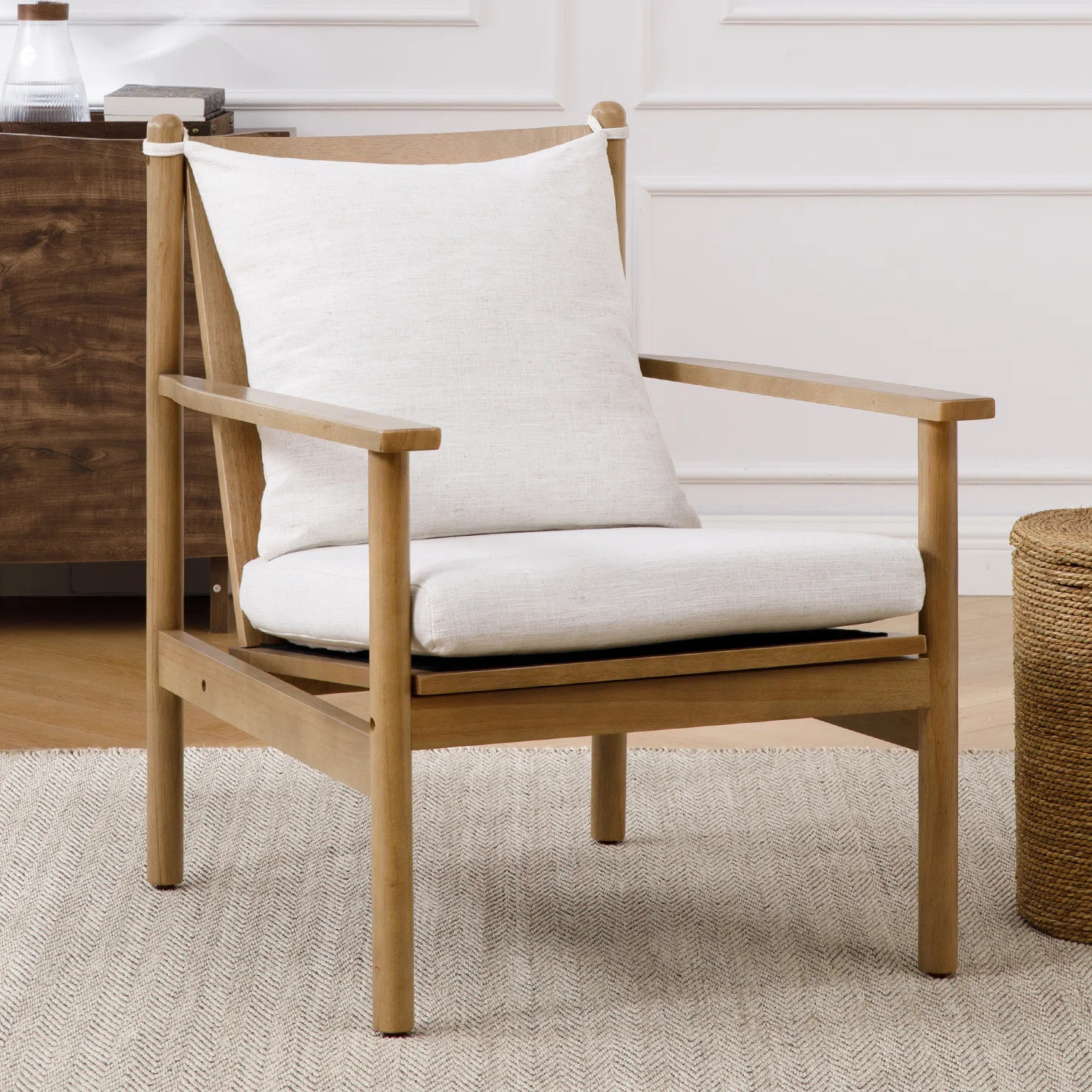 George Oliver Upholstered Faux Leather Living Room Accent Chair Mid Century Modern Farmhouse Armc... | Wayfair North America