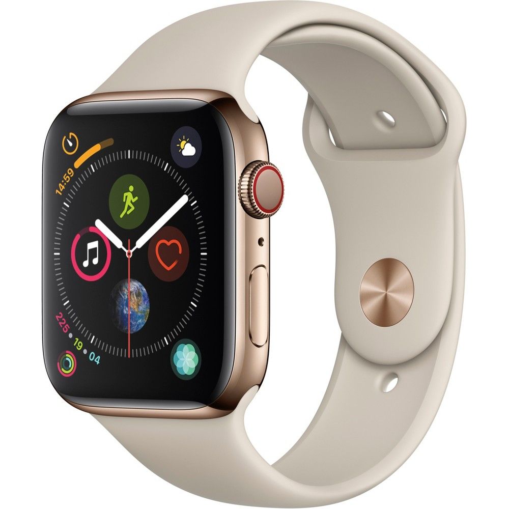 Apple Watch Series 4 GPS & Cellular 44mm Gold Stainless Steel Case with Sport Band - Stone, Adult Unisex | Target