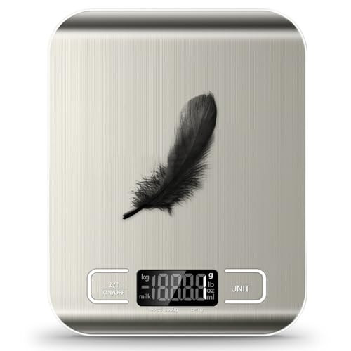 Food Scale, 11lb Kitchen Scale with 6 Units Tare Function & LCD Display, 0.05oz/1g Stainless Steel Digital Food Scale Grams and Ounces for Baking, Cooking, Dieting and Meal Prep (Batteries Included) | Amazon (US)