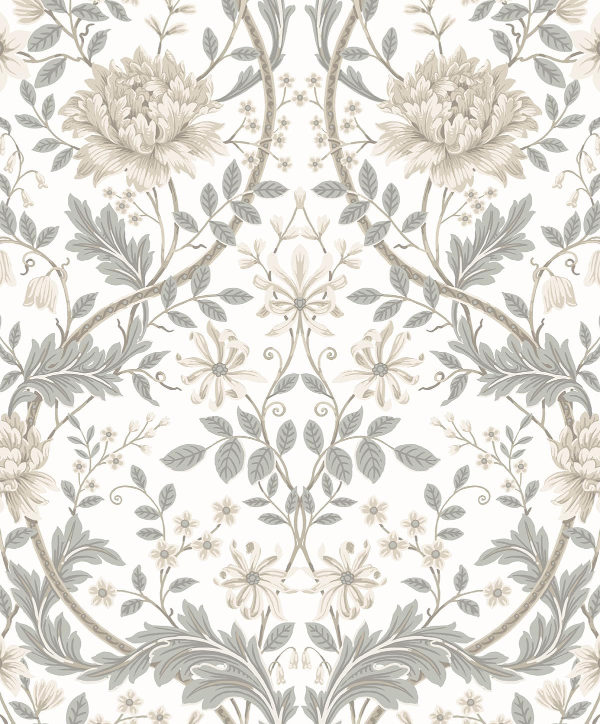 NextWall Honeysuckle Trail Floral Vintage Peel and Stick Wallpaper (Ivory & Grey) | Amazon (US)