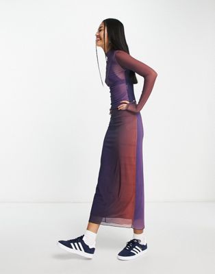 Pull&Bear mesh midi skirt in purple print - part of a set | ASOS (Global)