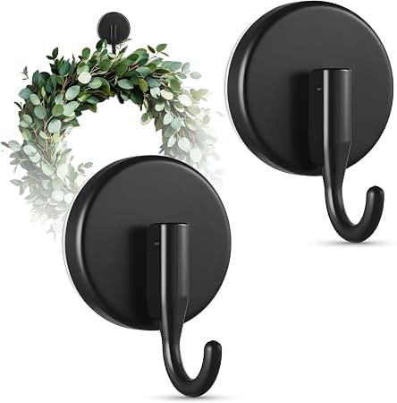 Amazon.com: OUTXE Suction Cup Wreath Hanger, Upgraded Reef Hook | for Front Door/Glass Window/Over Door, Christmas/Thanksgiving/Halloween/July 4th/Easter/Spring/Summer/Fall (Black, 2-Pack) | Amazon (US)