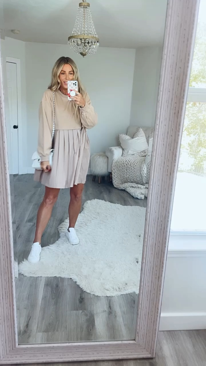 Free people looks for less dress fits TTS l, wearing medium. Fall fashion. Workwear. Sweater dress. Family photos outfits 

#LTKSale #LTKworkwear