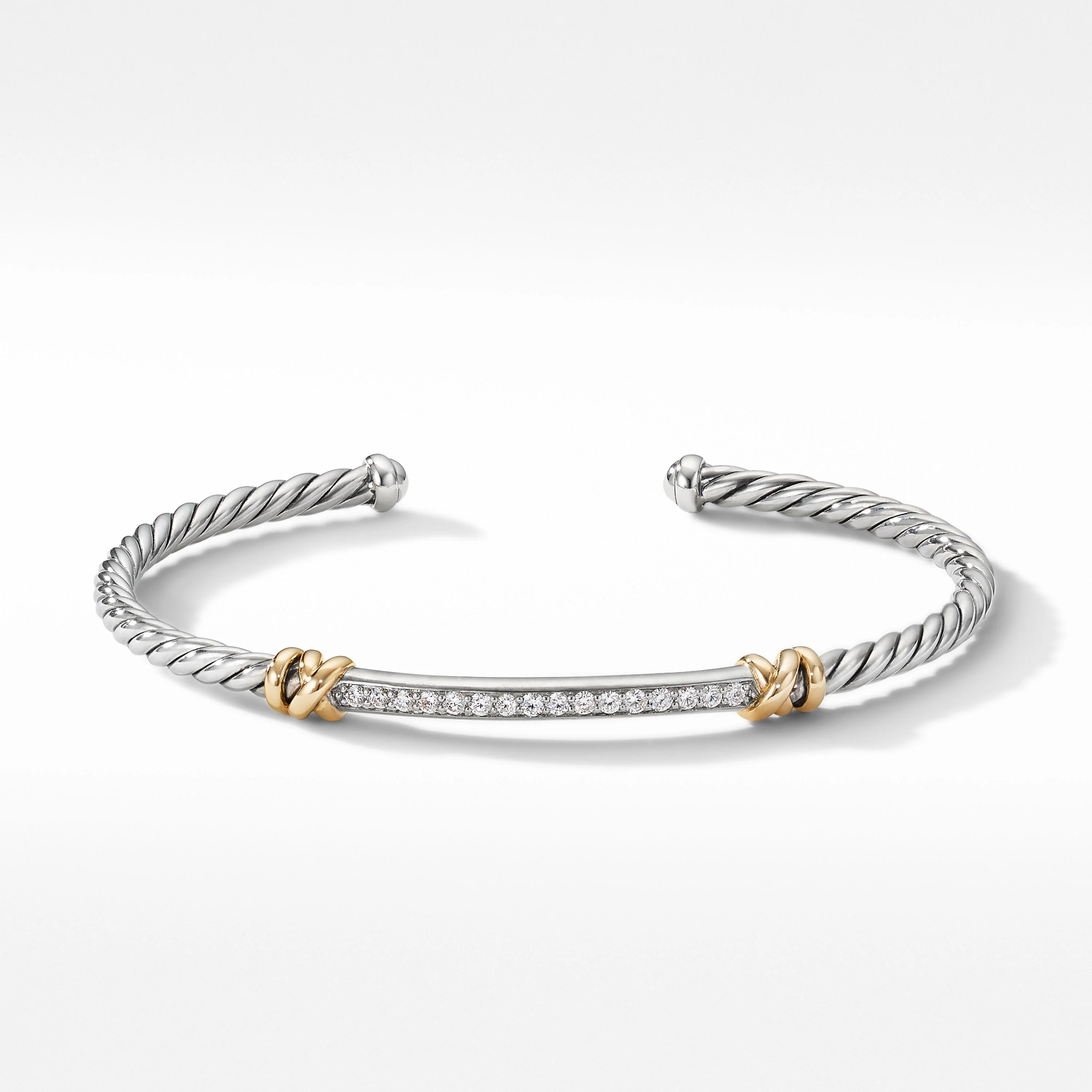 David Yurman | Petite Helena Two Station Wrap Bracelet with 18K Yellow Gold and Diamonds, 3mm | David Yurman