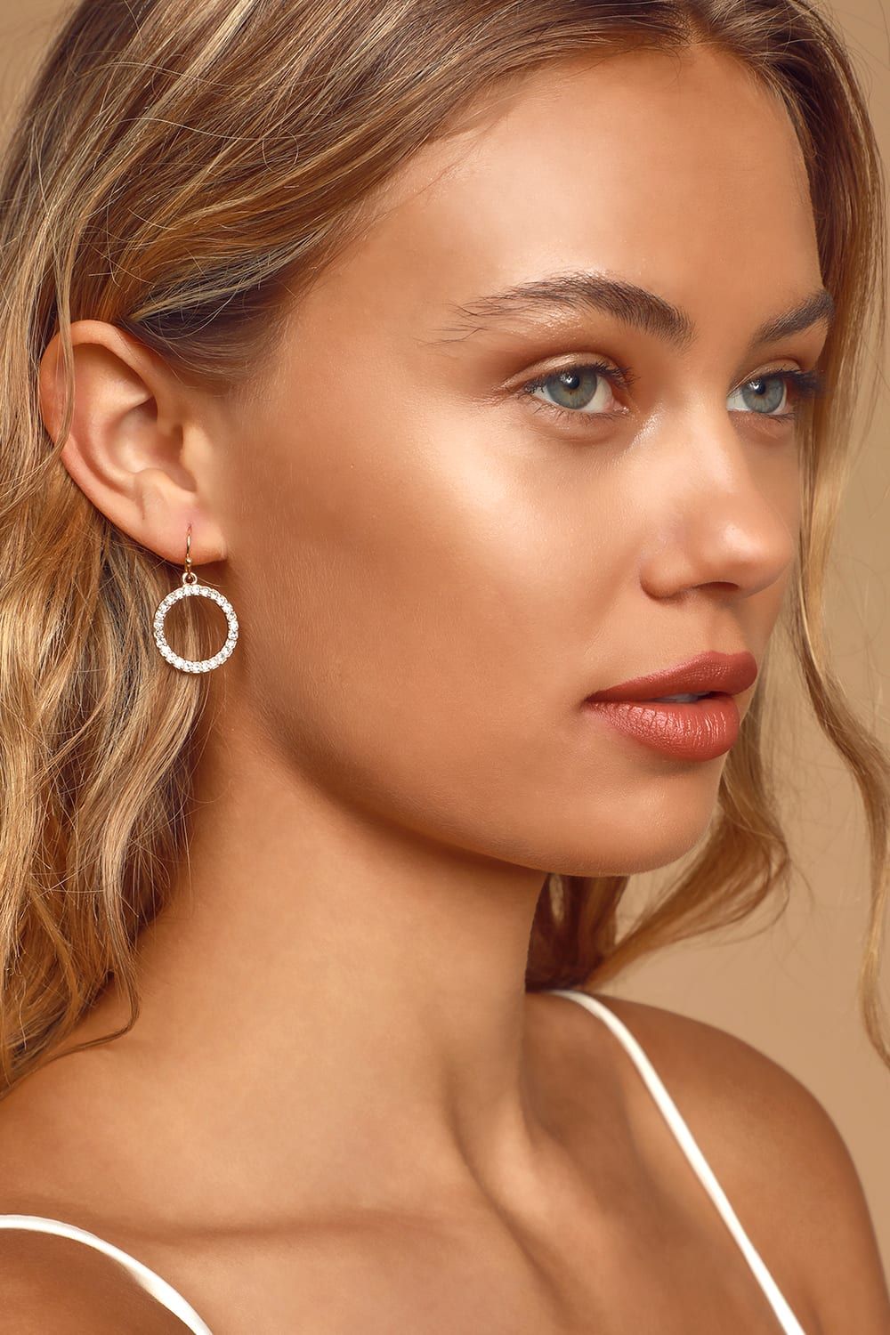 Shining Example Gold Rhinestone Circle Earrings | Lulus (US)